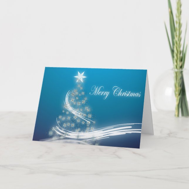 festive elegant xmas evergreen Christmas Tree Holiday Card (Front)