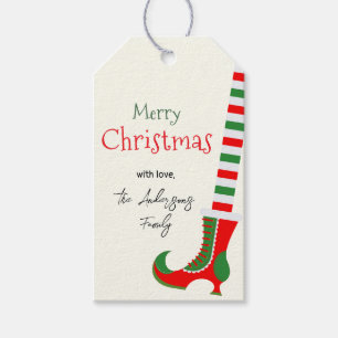 Festive Elf leg Merry Christmas Gift Tags