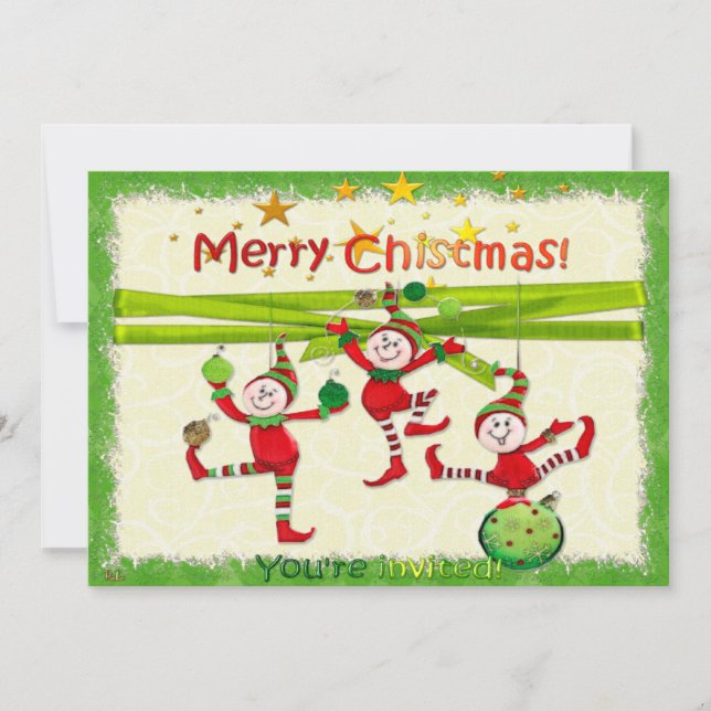 Festive Elves Christmas Party/Event Invites (Front)