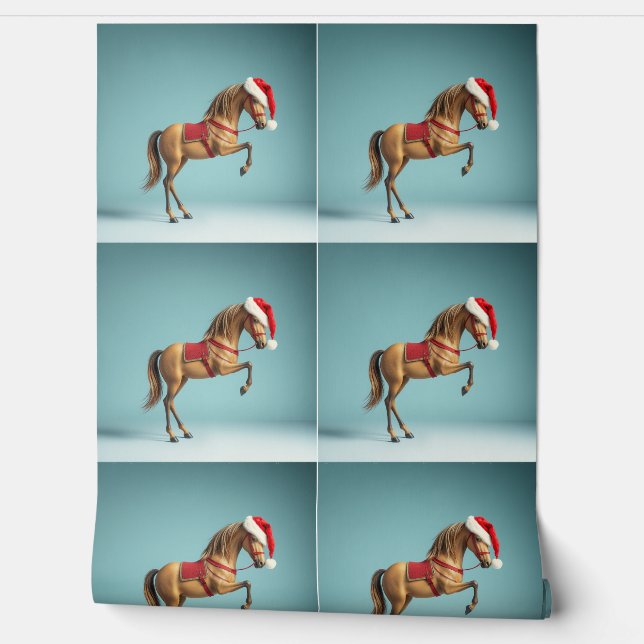 Festive Equestrian Bliss: Horse inChrist Wallpaper (Unrolling)