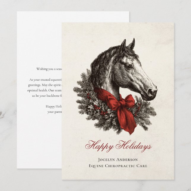 Festive Equestrian Business Corporate Christmas Holiday Card (Front/Back)