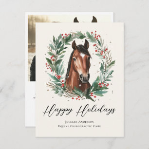 Festive Equestrian Business Corporate Photo Holiday Card