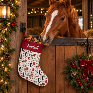Festive Equestrian Holiday Small Christmas Stocking