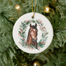 Festive Equestrian Horse Wreath Merry Christmas