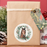 Festive Equestrian Horse Wreath Merry Christmas Classic Round Sticker<br><div class="desc">Festive Equestrian Horse Wreath Merry Christmas Holiday Sticker Labels</div>
