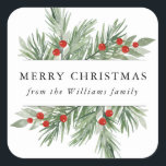 Festive Evergreen Christmas Sticker Tag<br><div class="desc">Festive Evergreen,  Christmas sticker tag. Customisable. Part of a collection</div>