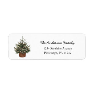 Festive Evergreen Tree Return Address Label