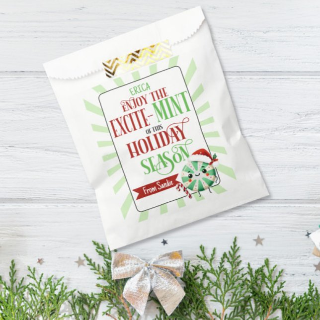 Festive Excite-Mint Holiday Card with Custom Name Favour Bags (Creator Uploaded)