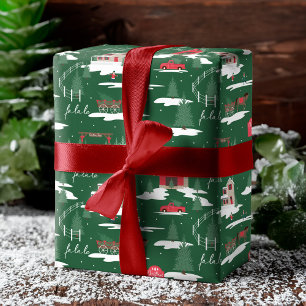 Festive Fala Vintage Christmas Tree Farm Wrapping Paper