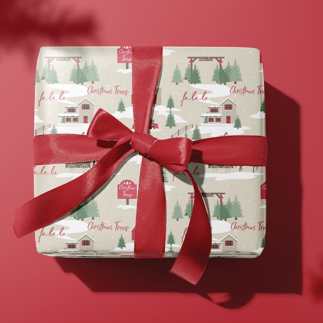 Festive Fala Vintage Christmas Tree Farm Wrapping Paper (Creator Uploaded)