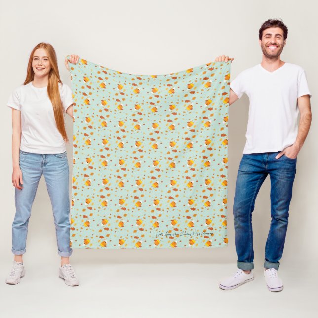 Festive Fall Candy Corn & Leaves Pattern Fleece Blanket (In Situ)