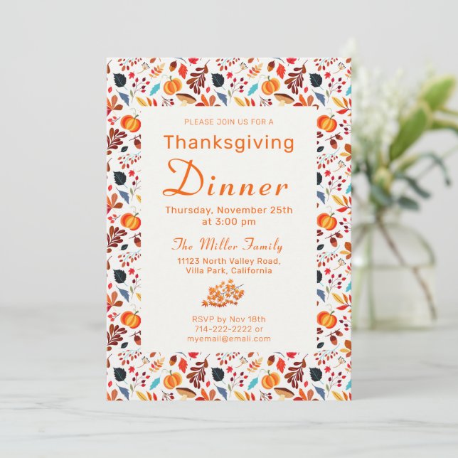 Festive Fall Colours Invitation (Standing Front)