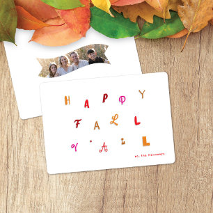 Festive Fall Colours Type Happy Fall Y'all  Holiday Card