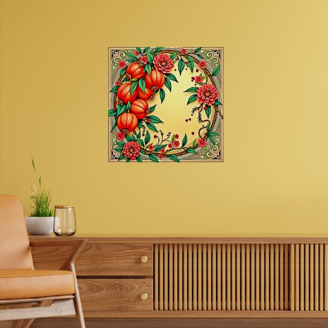 Festive Fall Floral Illustration Design Poster (Living Room 2)
