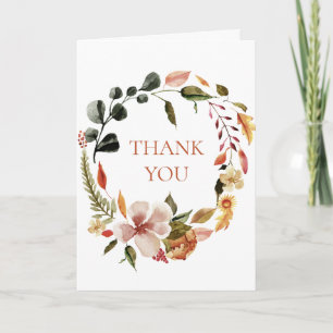 Festive Fall Floral Wreath Thank You  Card
