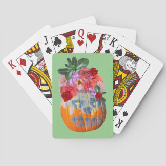 Festive Fall Pumpkin Floral  Playing Cards