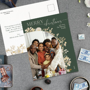 Festive Family Couple Photo Christmas Postcard