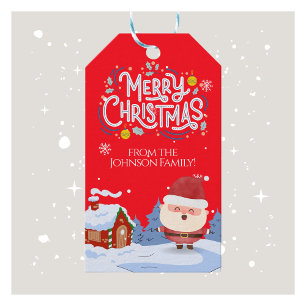 Festive Family Name Christmas Gift Tag
