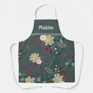 Festive Farmhouse Florals Personalised Christmas Apron