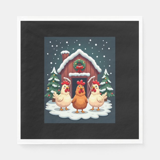 Festive Farmyard Chicken Napkin (Front)