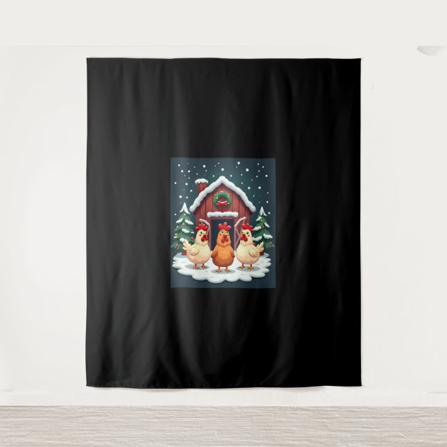 Festive Farmyard Chicken Tapestry (Front)