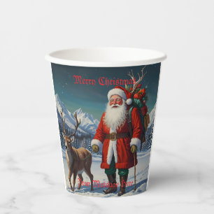Festive Father Christmas Santa Paper Cups
