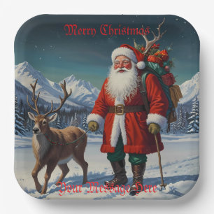 Festive Father Christmas Santa Paper Plate