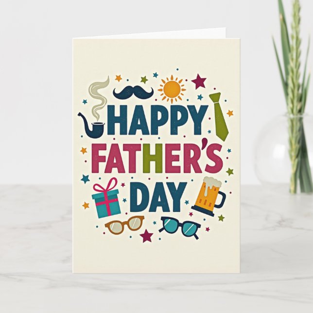 Festive Fathers Day Icons Card (Front)