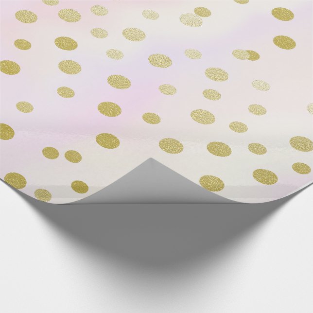 Festive Faux Gold Confetti on Purple Watercolor Wrapping Paper (Corner)