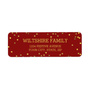 Festive Faux Gold Foil Confetti Red