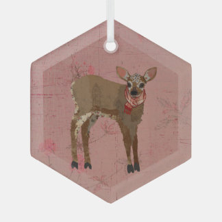 FESTIVE FAWN GLASS TREE DECORATION