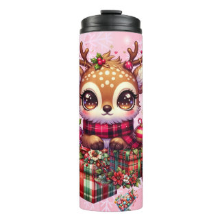 Festive Fawn Holiday Thermal Tumbler
