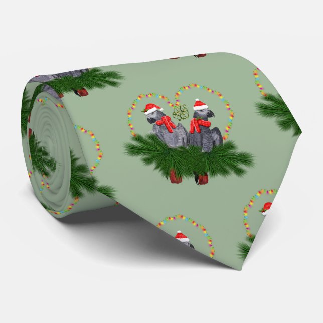 Festive Featherballs Tie (Light Green) (Rolled)