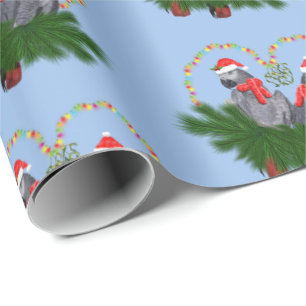 Festive Featherballs Wrapping Paper (Blue)