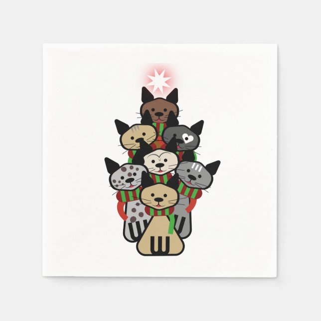 Festive Felines Christmas Napkin (Front)