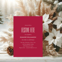Festive Fête Crimson Red Minimalist 21st Birthday
