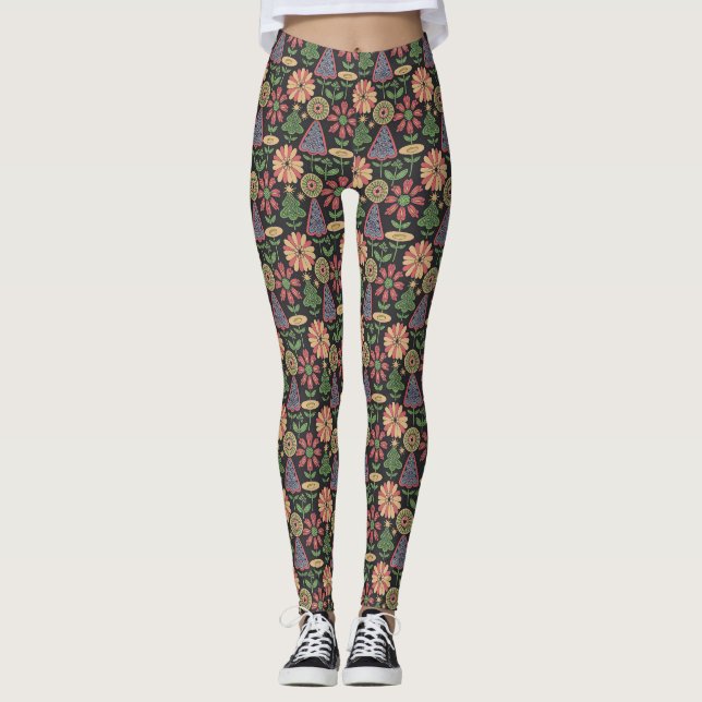 Festive Fiasco Florals Leggings (Front)