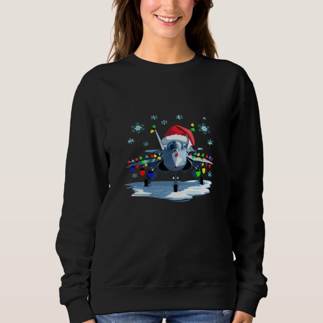 Festive Fighter Jet Christmas Tee — Santa Hat  (Front)