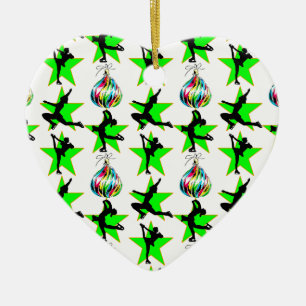 FESTIVE FIGURE SKATING CHRISTMAS DESIGNS CERAMIC TREE DECORATION