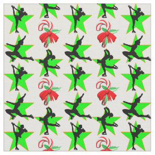 FESTIVE FIGURE SKATING CHRISTMAS DESIGNS FABRIC
