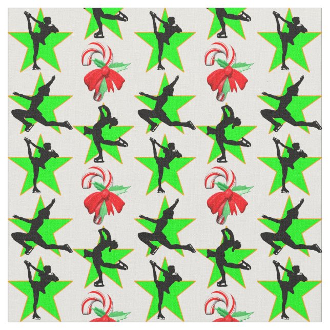 FESTIVE FIGURE SKATING CHRISTMAS DESIGNS FABRIC (Close Up)