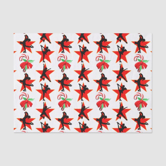 FESTIVE FIGURE SKATING CHRISTMAS DESIGNS TISSUE PAPER (Front)
