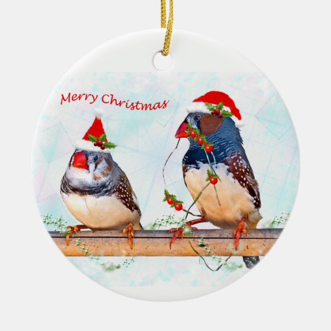 Festive Finches Ornament (Front)