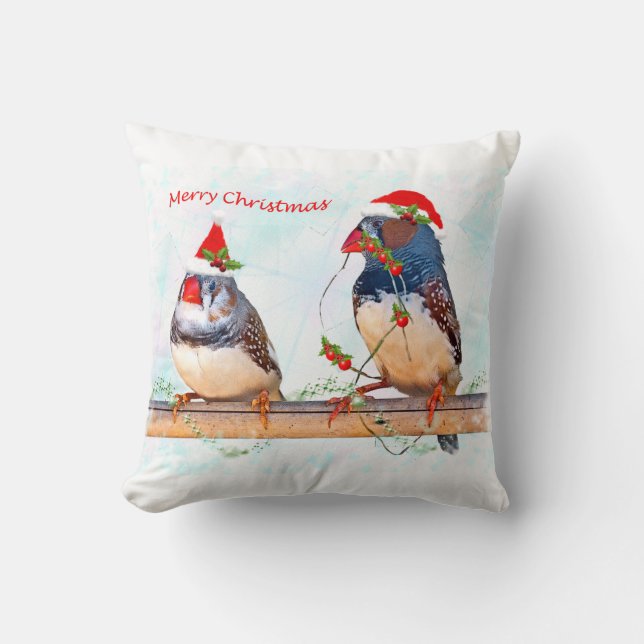 Festive Finches Pillow (Front)