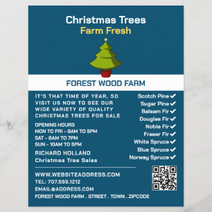 Festive Fir Tree Design, Christmas Tree Sales Flyer