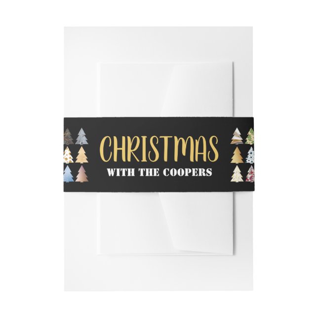 Festive Fir Trees, Christmas Invitation Belly Band (Front Example)