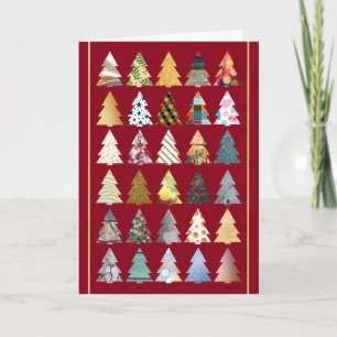Festive Fir Trees, Red Christmas Greeting Card