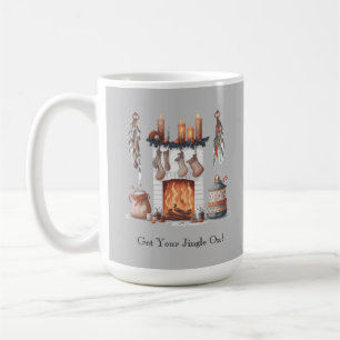 Festive Fireplace Name Christmas Coffee Mug