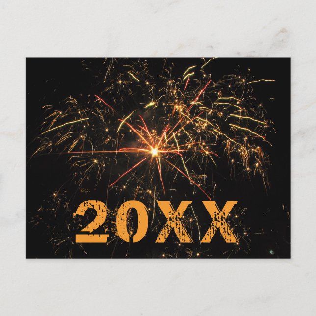 Festive Firework Year 2020 with Message Holiday Postcard (Front)