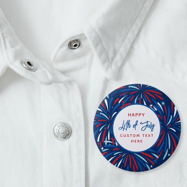 Festive Fireworks Custom 4th of July Party  6 Cm Round Badge (Creator Uploaded)